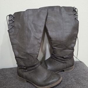 Gray Women's Knee-High Boots Brand-Maurices, Size-8 W/ Extra Wide Calf